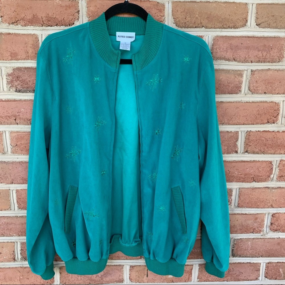 Emerald green track jacket by Alfred Dunner size 14